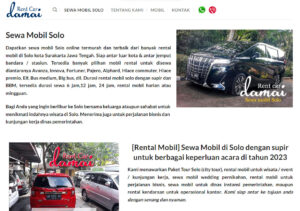 Damai Rent car Solo, Sewa mobil Solo